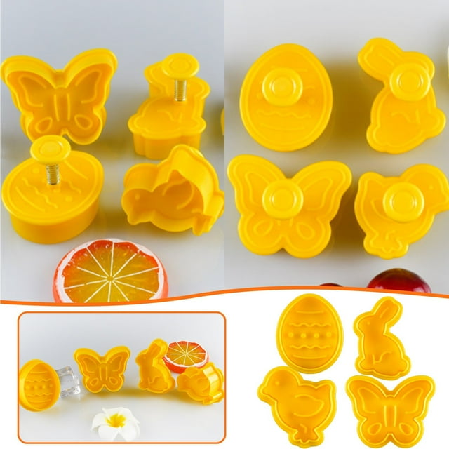 Dvkptbk Easter Baking Molds Pastry/Cookie/Fondant Stampers,4-Piece Set Easter Day Cookie Set Tools Cooking Mold