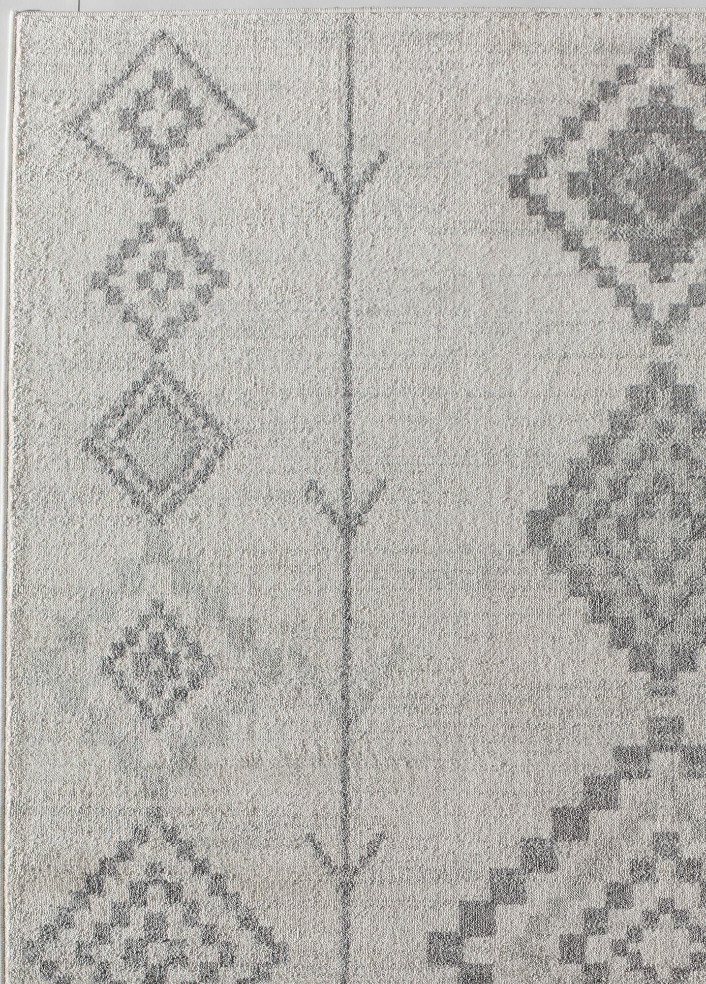 Soleil BR15L Native White Tribal Moroccan Light Gray Area Rug, 8'9"x12'