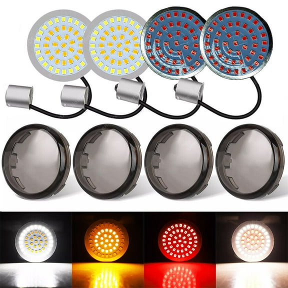 1157 1156 Front Rear LED Turn Signal Insert Brake Lights Smoke Lens for Harley  