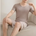 thumbnail image 5 of LADIGASU Men's Solid Color Thin Round Neck Loose And Casual Home Short T-shirt Short Pants Pajamas Sets, 5 of 5
