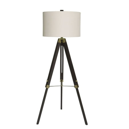 Fangio Lighting s 2026ESP 60u0022 Espresso Wood/Brass Tripod Floor Lamp
