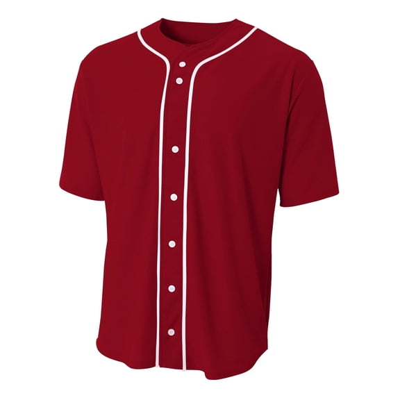 A4 Short Sleeve Full Button Baseball Jersey