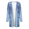 thumbnail image 5 of Pompotops Chemisier Décontracté à Manches Longues Imprimé pour Femmes avec Poche Cardigan Liquidation, 5 of 5