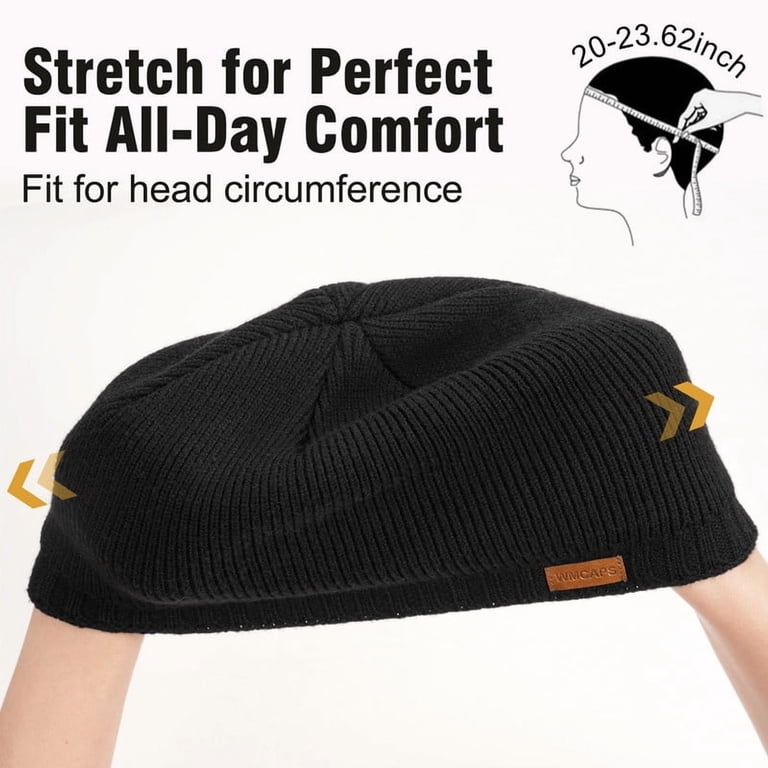 Unisex  Mix Black Beige Warm Fleece-Lined Knit Beanie Skull Cap for Cold Weather Mens Winter Beanie Hats Scarf Set Warm Knit Skull Cap Neck  main image 3