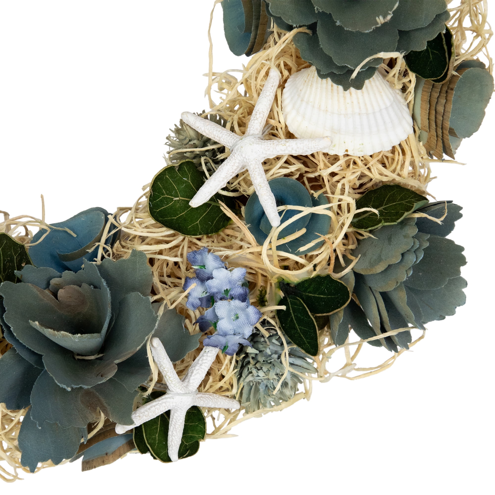 Northlight Floral Starfish and Seashells Artificial Wreath - 12"