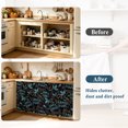thumbnail image 3 of Teal Leaves Fall Cabinet Dishwasher Hidden Curtains, Privacy Closet Door Curtain, Thanksgiving Botanical Rustic Black Adhesive Dust Proof Under Sink Skirt for Bathroom Kitchen 35"x35", 3 of 8