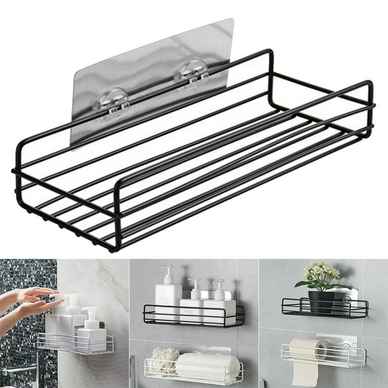 1pc Bathroom Shelf, Space Aluminum Vacuum Suction Cup Wall-mounted Storage  Rack