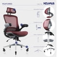thumbnail image 3 of NOUHAUS ErgoFlip,Mesh,Office Chair,Ergonomic,Flip up Arms,Home Office,Study Room,Burgundy, 3 of 7