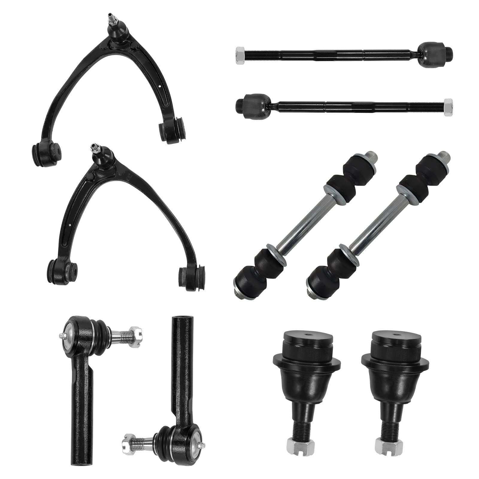13pc Front Upper Control Arms Ball Joint Tie Rod Front Suspension