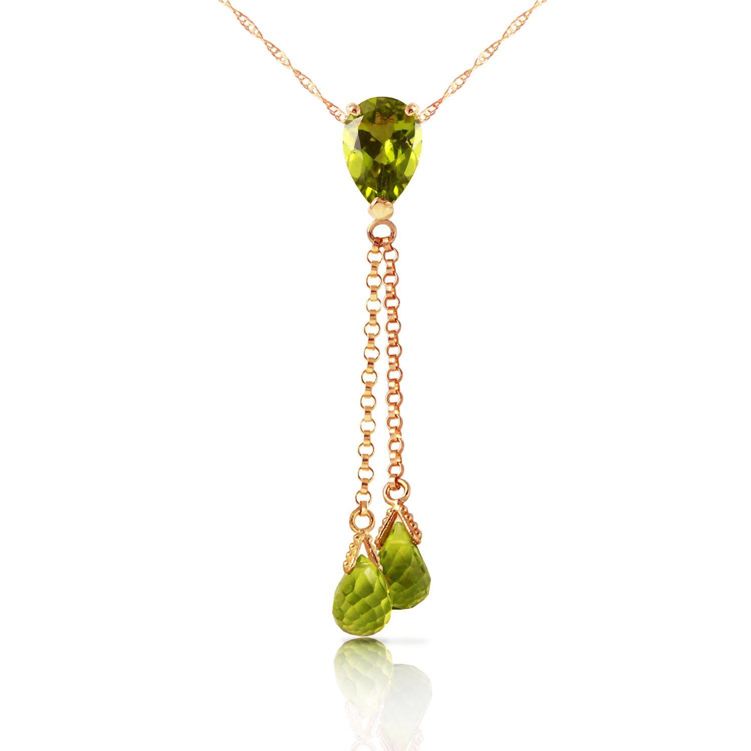 ALARRI 14K Solid Rose Gold Necklace w// Natural Peridot with 20 Inch Chain Length