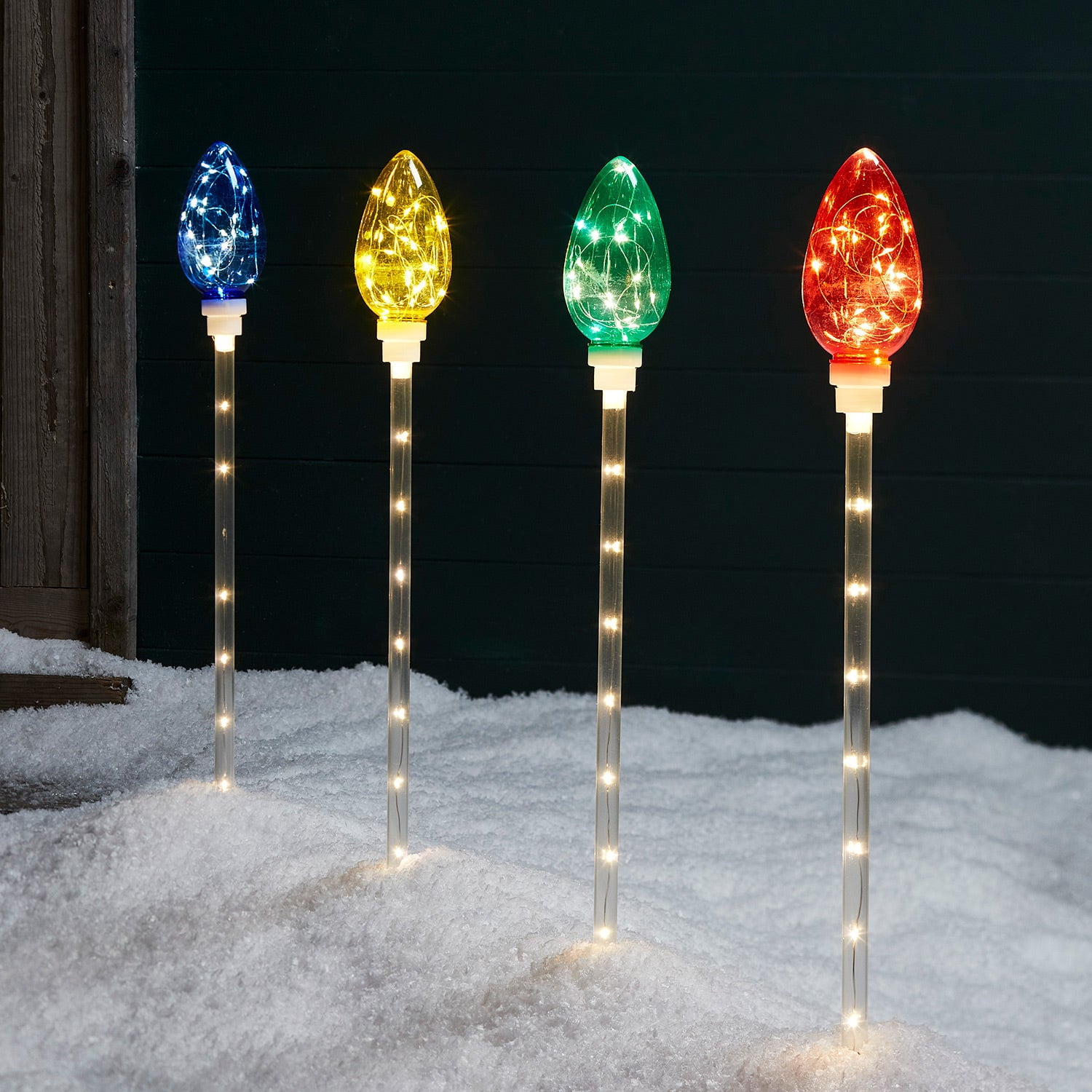 Lights4fun, Inc. Set of 4 Multi Colored C9 Light Bulb Outdoor Christmas