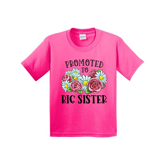 Inktastic Promoted to Big Sister with Flowers Youth T-Shirt