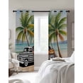 thumbnail image 3 of Black White Plaid Car Blackout Curtains for Bedroom Living Room, Orange Pumpkin Palm Trees Seaside 45 In Long Thermal Insulated Room Darkening Drapes Grommet Window Treatments, 42 x 45 In, 3 of 9