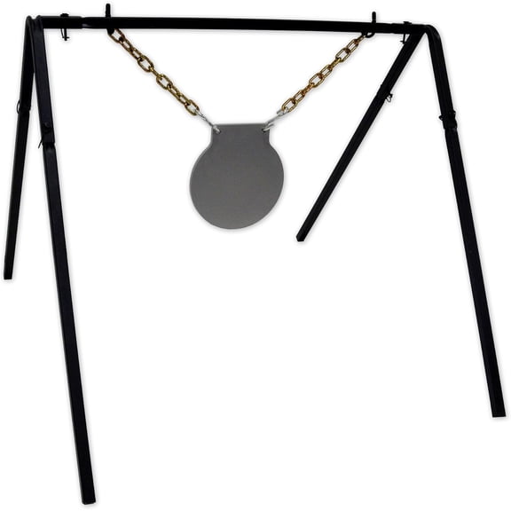 AR500 Target - 10 in. Steel Gong with Stand - Portable Shooting Target Stand, Quick Setup Without Tools, 40 W x 33 in. H Stand, Steel Targets for Shooting