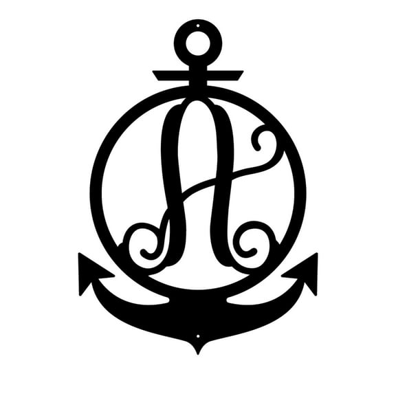 RealSteel Anchor Initial Monogram – Nautical Metal Wall Art (A-18)