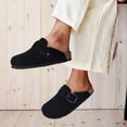 thumbnail image 2 of Comwarm Genuine Suede Clogs for Women, Memory Foam Cork Footbed Potato Slip on Leather Shoes, Black, 2 of 7
