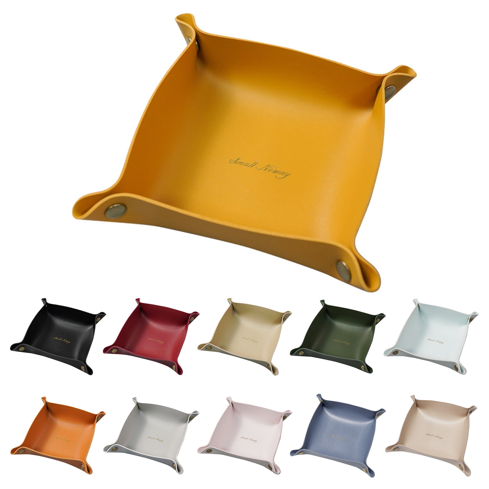 Dengjunhu Tray Desktop Storage Organizer Premium PU Leather Catchall Tray Bedside Vanity Tray