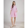 thumbnail image 5 of Womens Striped Button Down Midi Shirt Dress Casual Loose Cuffed Long Sleeve Mid Long Dresses Pink M, 5 of 9