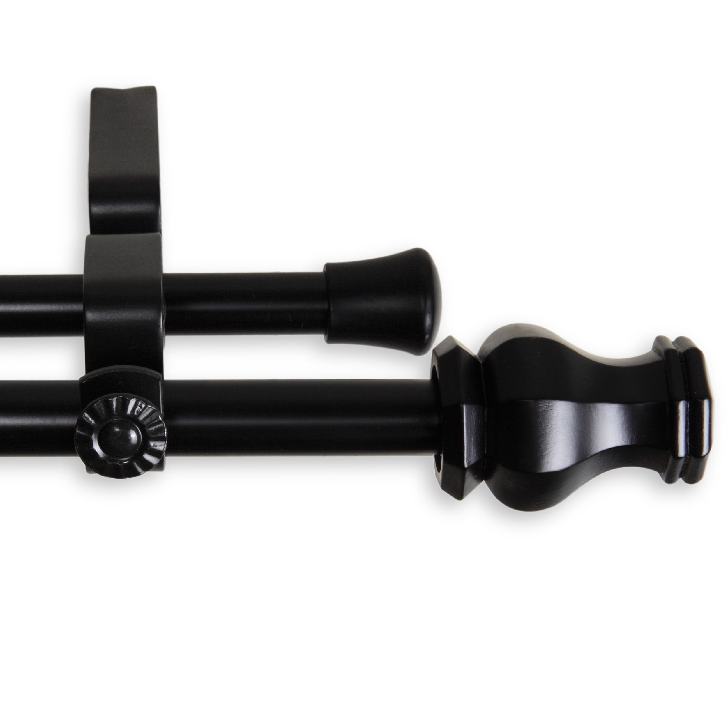 Central Design Products Steel 0.62" Modern Double Curtain Rod, Black