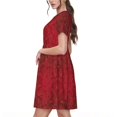 thumbnail image 2 of Xecao Robe Midi Vintage Bourgogne pour Femmes Été Manches Courtes avec Poches Robe Décontractée Fluide T-Shirt Robe de Plage, 2 of 6