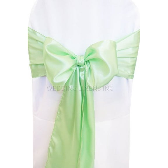 Wedding Linens Inc. (10pcs) 8" x 108" Satin Chair Sashes Chair Sash Bow ties for Wedding Party Catering Banquet Decoration Events - Mint Green