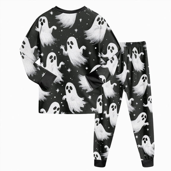Xyant Boys Pajamas Halloween Pumpkin Ghost Soft Cotton Long Sleeve Sleep Tee and Pants 2 Pcs Pjs Set Kids Sleepwear Toddler Girl Pajamas,Size 6-7 Years