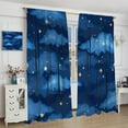 thumbnail image 4 of Night Cloud Curtains, Black Sliver White Star Dark Night Starry Sky Print for Room Window Decor, Rod Pocket Blackout Drapes for Living Room Bedroom Kitchen 2 Panel Set 42" W X 84" L, 4 of 6