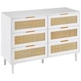 thumbnail image 2 of 6 Drawer Rattan Dresser, Boho Dresser, Rattan Chest of Drawers with Spacious Storage, Natural Rattan Dresser for Bedroom, Living Room & Hallway,Rattan Nightstand with Sturdy Handles&Legs, White, 2 of 7