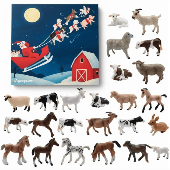 Exclusive Farm Animal Advent Calendar, 25-Figure Holiday Countdown Box