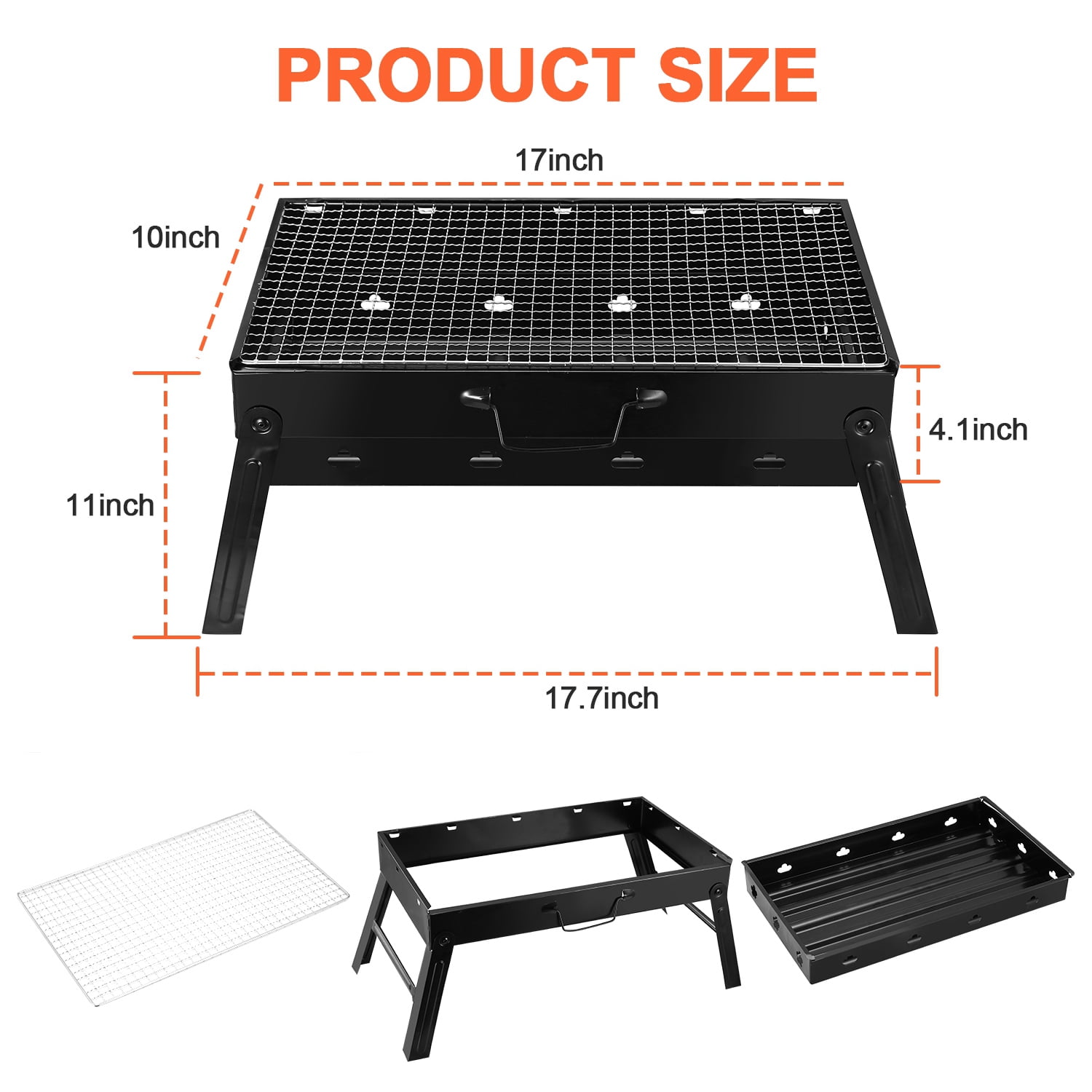 iMounTEK 17” Charcoal Grill, Lightweight and Foldable for Camping and Picnics