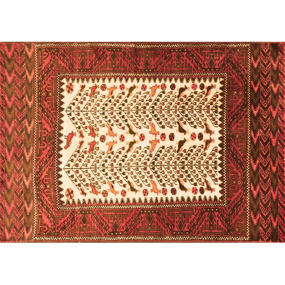 Ahgly Company Indoor Rectangle Persian Orange Traditional Area Rugs, 7' x 10'