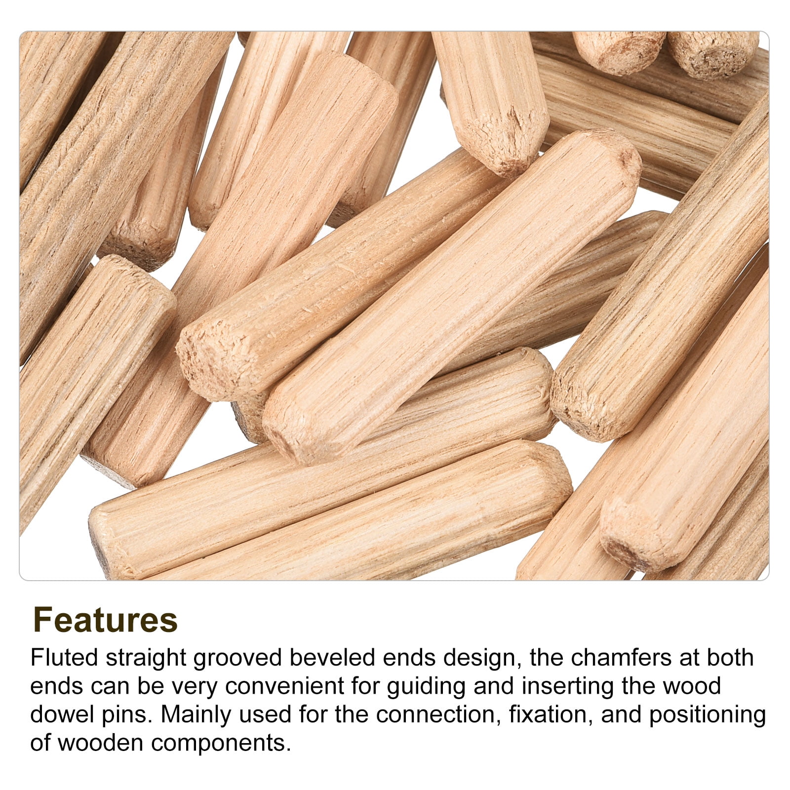 Unique Bargains Wooden Dowel Pin Fluted Beveled Ends Dried Hardwood for Woodworking 6x30mm