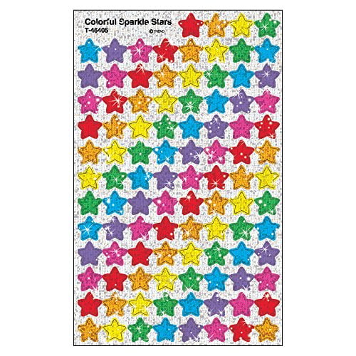 T-464 400 ct Trend Enterprises Inc Colorful Sparkle Stars superShapes Stickers 