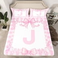 thumbnail image 2 of jejeloiu Monogrammed J Letter Queen Sheet Sets,Cute Cartoon Bowtie Bed Set For Bow Girl 4-Piece, 2 of 7