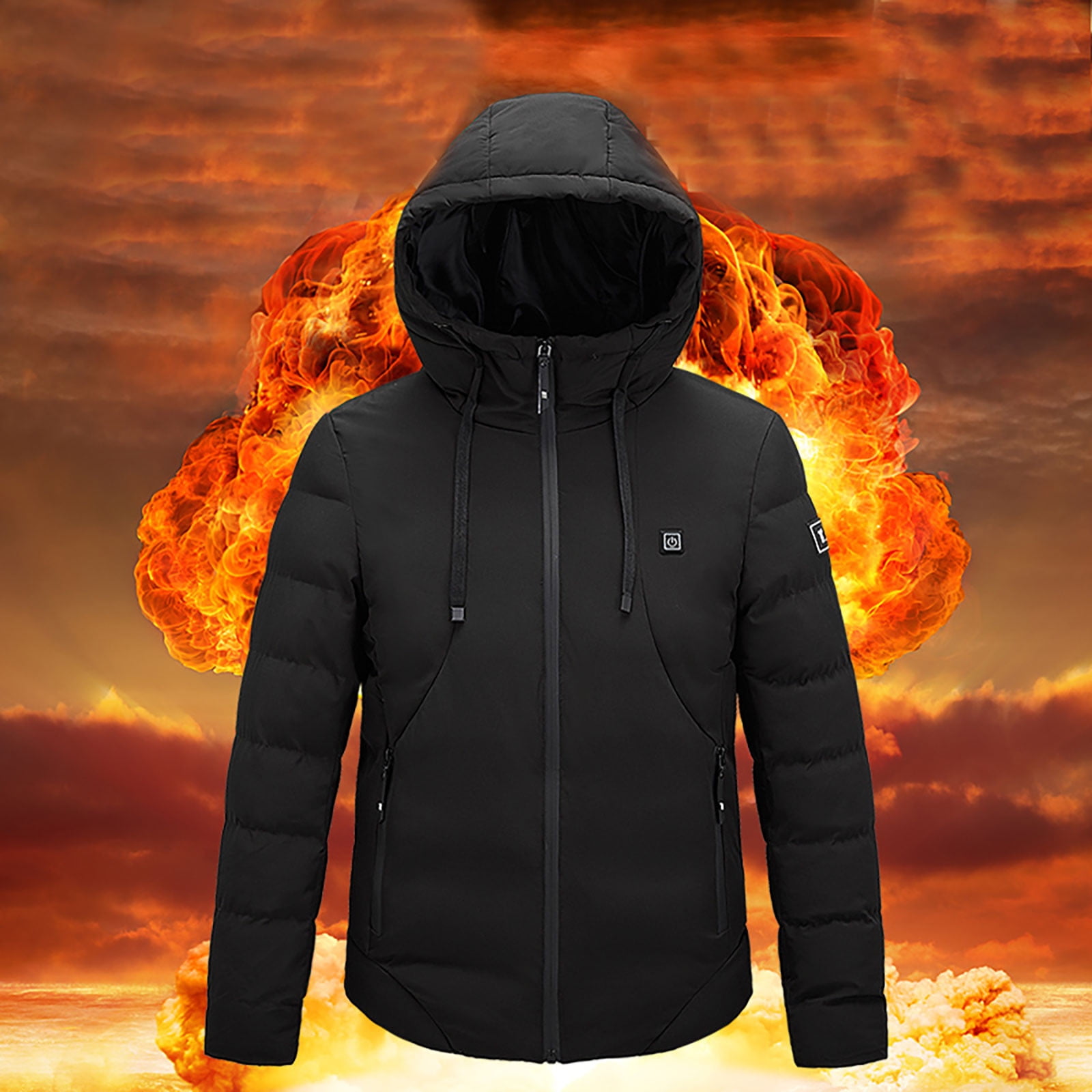 Fatuov Puffer Jacket Men Long Sleeve Hooded Winter Thicken Zipper Turndown  50% off Clear! Black Jackets