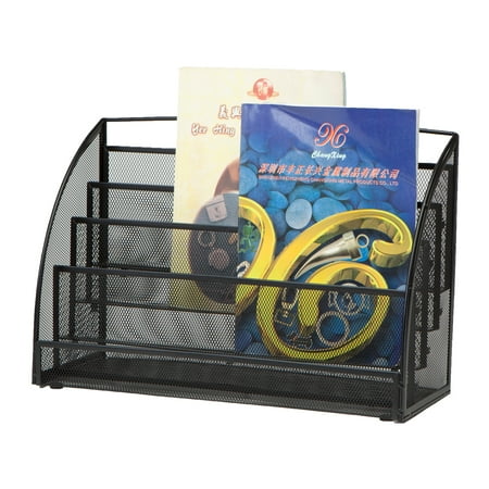 - Mind Reader 4 Pocket Metal Mesh Newspaper and Magazine Rack, Black