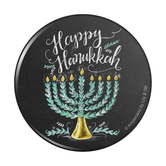 Happy Hanukkah Menorah Pinback Button Pin