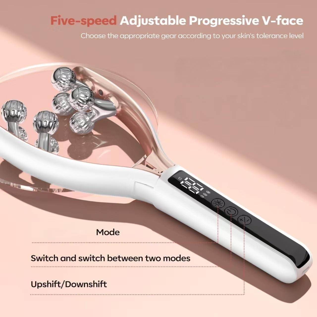 Wiher Face Roller Device,Electric Face Lifting Device with Vibration Massage,3-level RF Radio Frequency 9-level Microcurrent and Two Light Therapy,Reduce Swelling Tightening Skin for Home,Travel Use