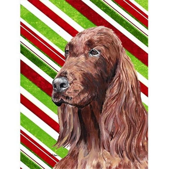 Irish Setter Candy Cane Christmas Flag Garden Size
