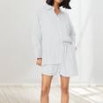 thumbnail image 2 of WAYUTE Womens 2 Piece Outfits Casual Striped Cardigan Shorts Set Summer Beachwear Comfortable Outfit for Travel Vacation, 2 of 7