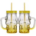 thumbnail image 1 of vasos de cristal con pajita y tapa, tarro de albañil de calavera, vasos, tarros para beber, tapas transparentes, vasos de cristal degradado de calavera de Halloween, copas de vino, copa de leche (500 JFHHH pequeña, 1 of 5