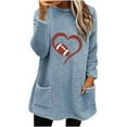 thumbnail image 2 of Jacenvly Sweatshirts For Women Long Sleeve Heart-Shaped Print Womens Sweatshirts Crewneck Pocket Casual Fashion Warmth Comfort Fall Tops For Women, 2 of 4