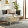 thumbnail image 4 of LuxenHome White Oak Finish Wood and Rattan Coffee Table, 4 of 6