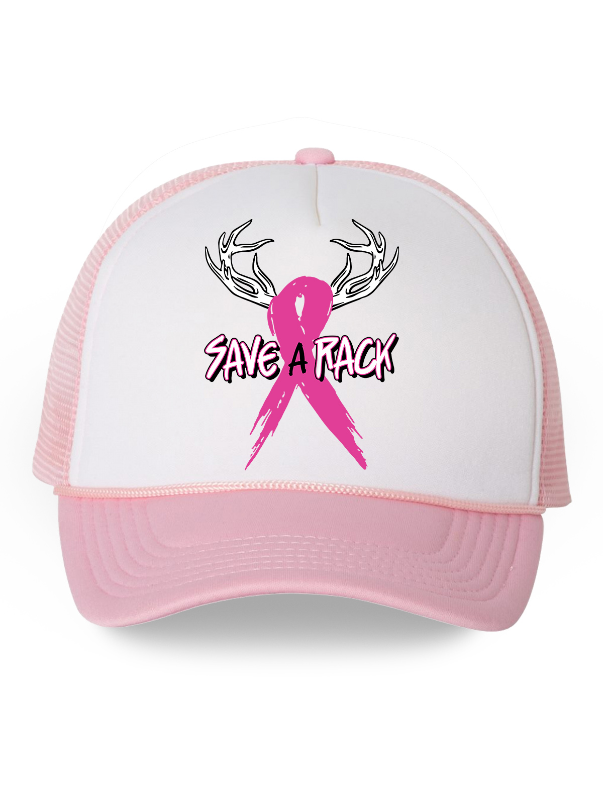 Awkward Styles Save A Rack Trucker Hat Breast Cancer Awareness Hats for Men and Women Pink Ribbon Baseball Hat Gifts for Cancer Survivor Cancer Awareness Headwear Breast Cancer Ribbon Dad Hat - image 1 of 6