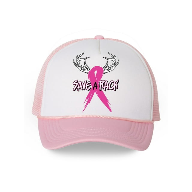Awkward Styles Save A Rack Trucker Hat Breast Cancer Awareness Hats for Men and Women Pink Ribbon Baseball Hat Gifts for Cancer Survivor Cancer Awareness Headwear Breast Cancer Ribbon Dad Hat