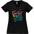 thumbnail image 3 of Inktastic Sparkle Like a Unicorn Women's Plus Size V-Neck T-Shirt, 3 of 5