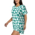 thumbnail image 2 of Naloa Green Baseball Women's Short-Sleeved Pajama Set, Loungewear, Summer pajamas, Breathable Cozy - Large, 2 of 9
