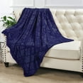 thumbnail image 5 of Home Soft Things Ashley Brushed Faux Fur Throw Blanket with Sherpa Back Soft Cozy Fluffy Fluzzy Lightweight Throw - Navy Blue - 50" x 60", 5 of 8