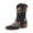 Black, variant on Women's Flower Embroidered Ankle Boots Floral Snip Square Toe Western Cowboy Boots Chunky Heel Pull On Short Boots