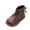 Brown, variant on Girl's Flat Ankle Boots Casual Splice Leather Beaded Strappy Round Toe Zipper Plush Lined Booties Chunky Soft Sole Fall Winter Short Boots Brown 9 Toddler
